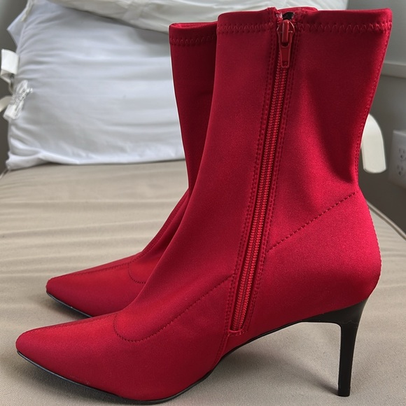 Red nylon stretch booties. - Picture 8 of 9